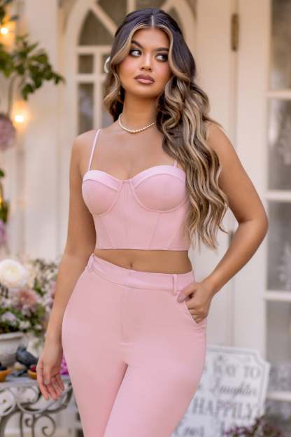 Adore Me Pink Corset Crop Top-Fashionmomo.All Rights Reserved