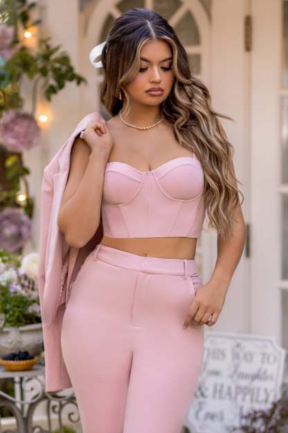 Adore Me Pink Corset Crop Top-Fashionmomo.All Rights Reserved