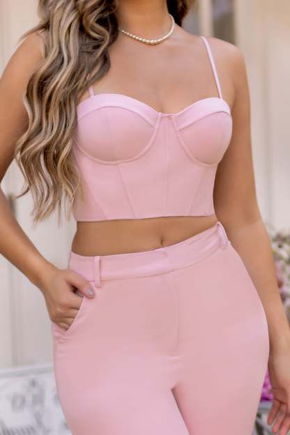 Adore Me Pink Corset Crop Top-Fashionmomo.All Rights Reserved