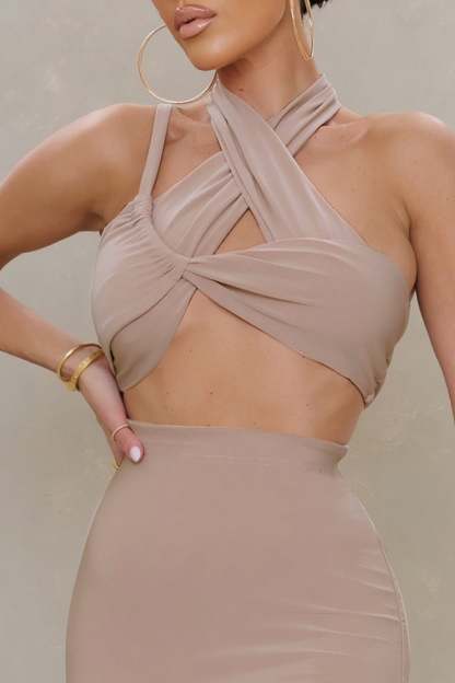 In The Detail Champagne Wrap Over Twist Bralet-Fashionmomo.All Rights Reserved