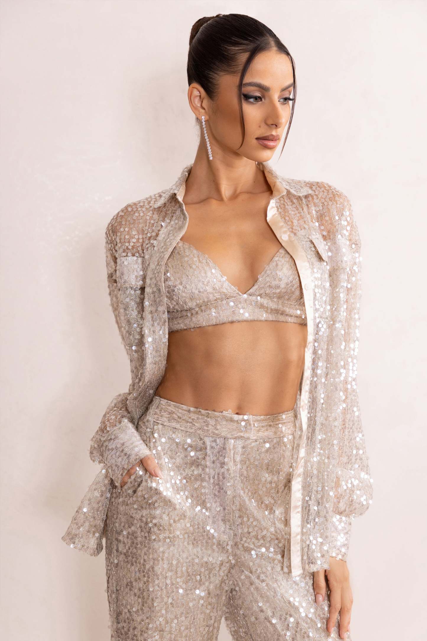 Glossy Champagne Cami Sweetheart Neck Bralette-Fashionmomo.All Rights Reserved