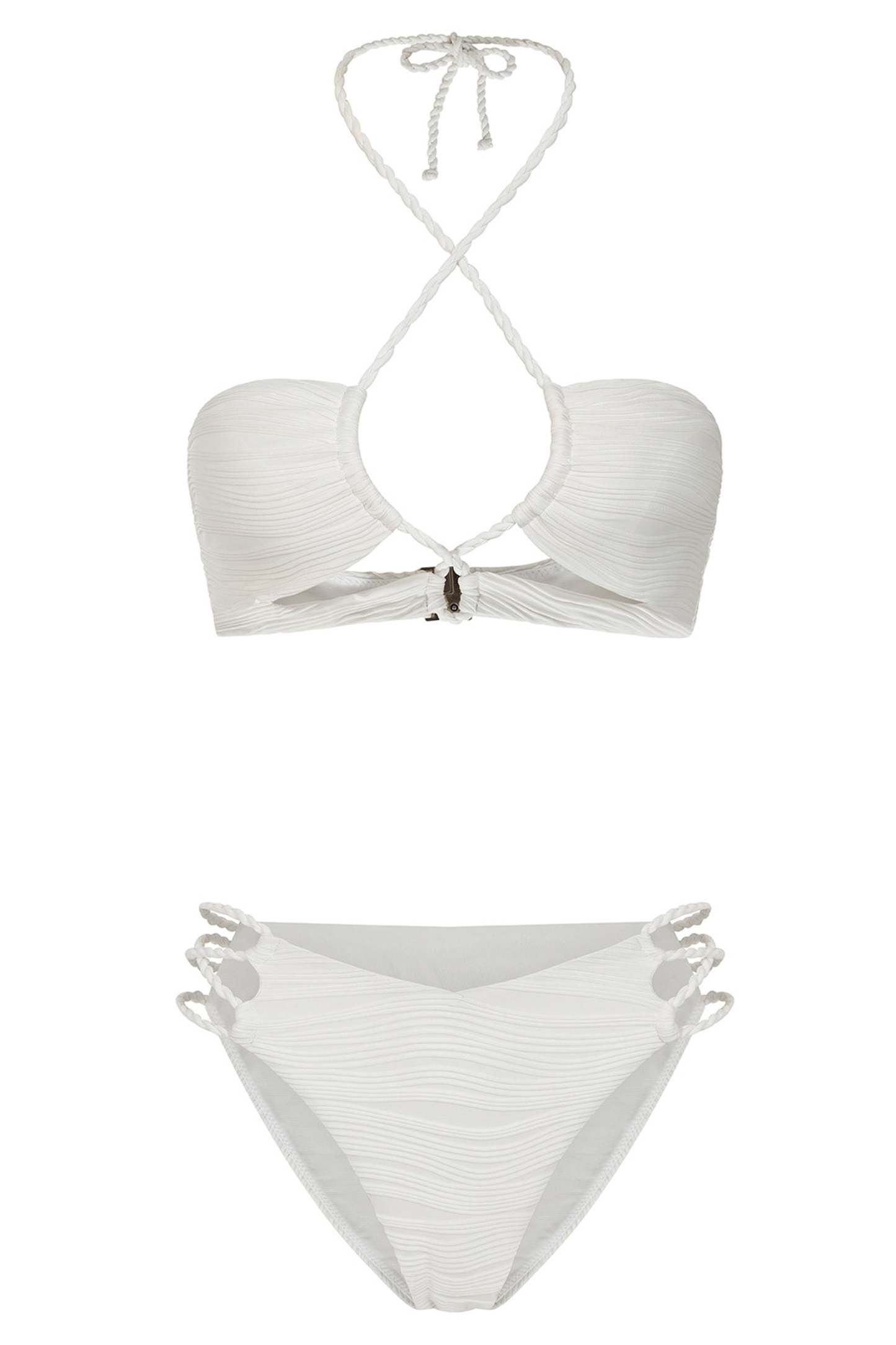 At Sea White Rope Halter Bikini Top-Fashionmomo.All Rights Reserved