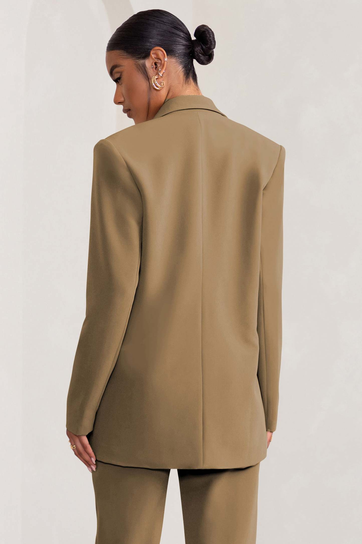 Barbie Girl Sand Single Breasted Oversized Blazer-Fashionmomo.All Rights Reserved