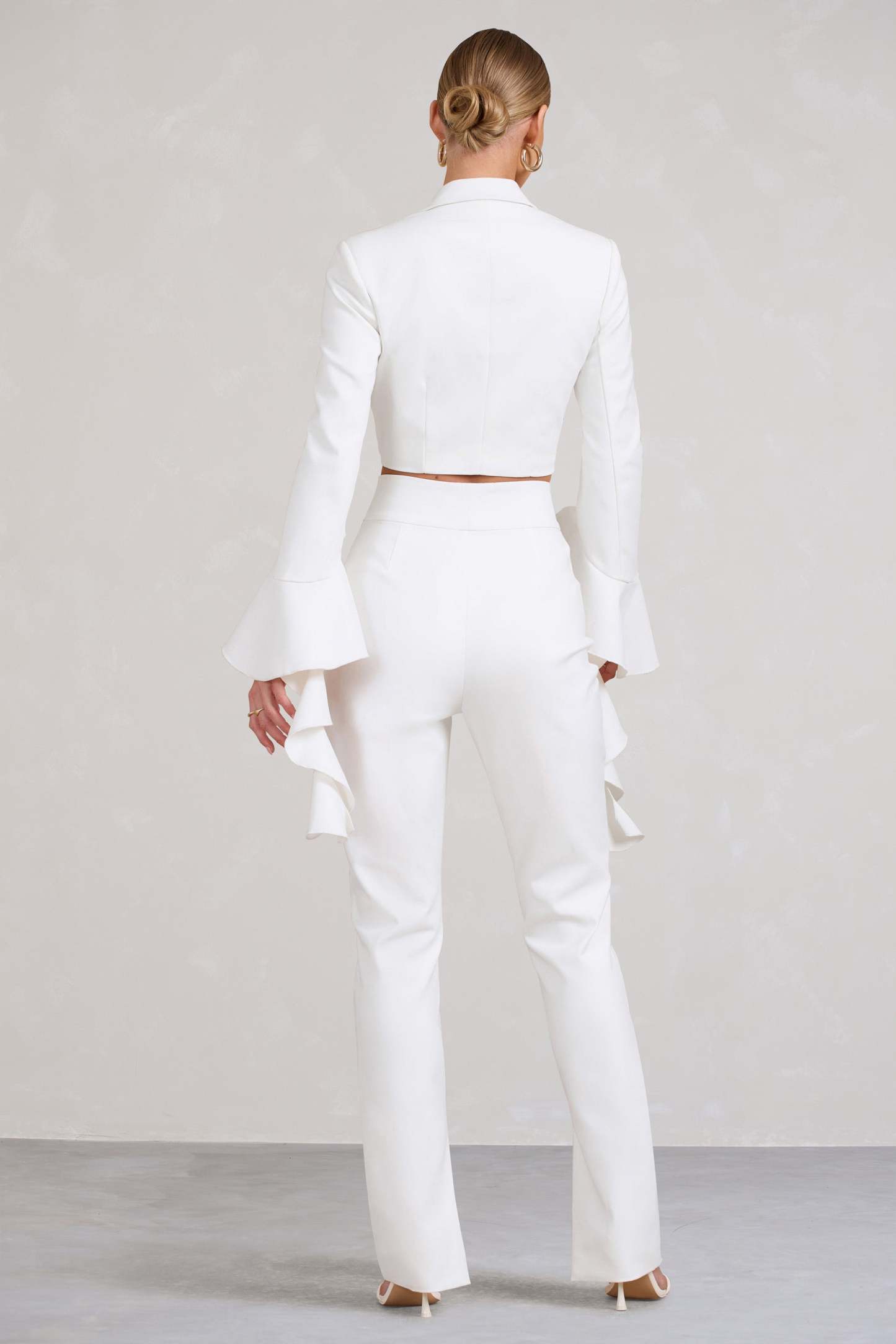 Addilyn White Cotton-Blend Tailored Straight-Leg Split Trousers-Fashionmomo.All Rights Reserved