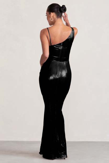 Galaxy Shimmer Black Maternity Cowl Neck Maxi Dress-Fashionmomo.All Rights Reserved