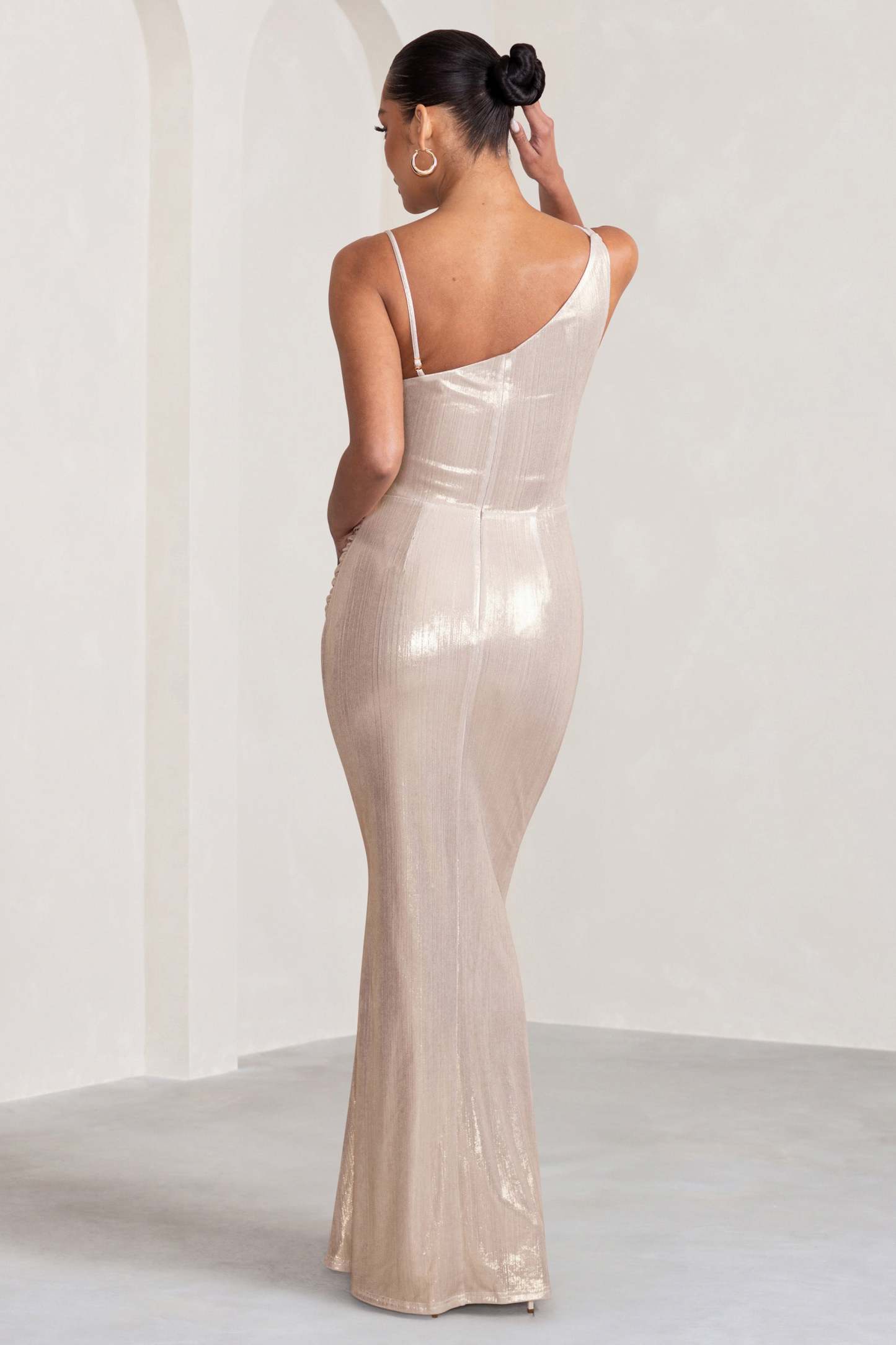 Galaxy Shimmer Gold Maternity Cowl Neck Maxi Dress-Fashionmomo.All Rights Reserved