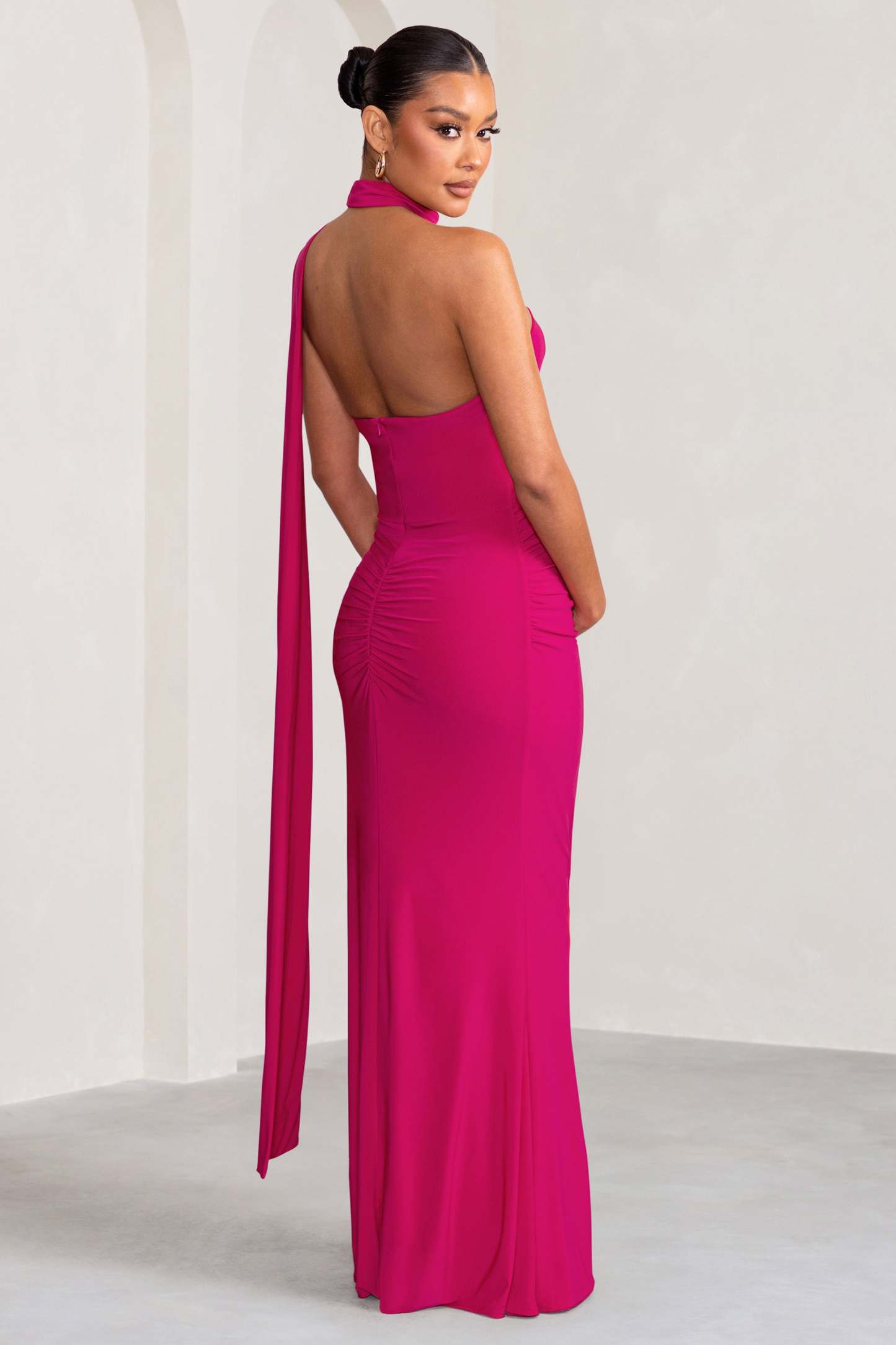 Alula Hot Pink Maternity Asymmetric Maxi Dress with Cape Detailing-Fashionmomo.All Rights Reserved