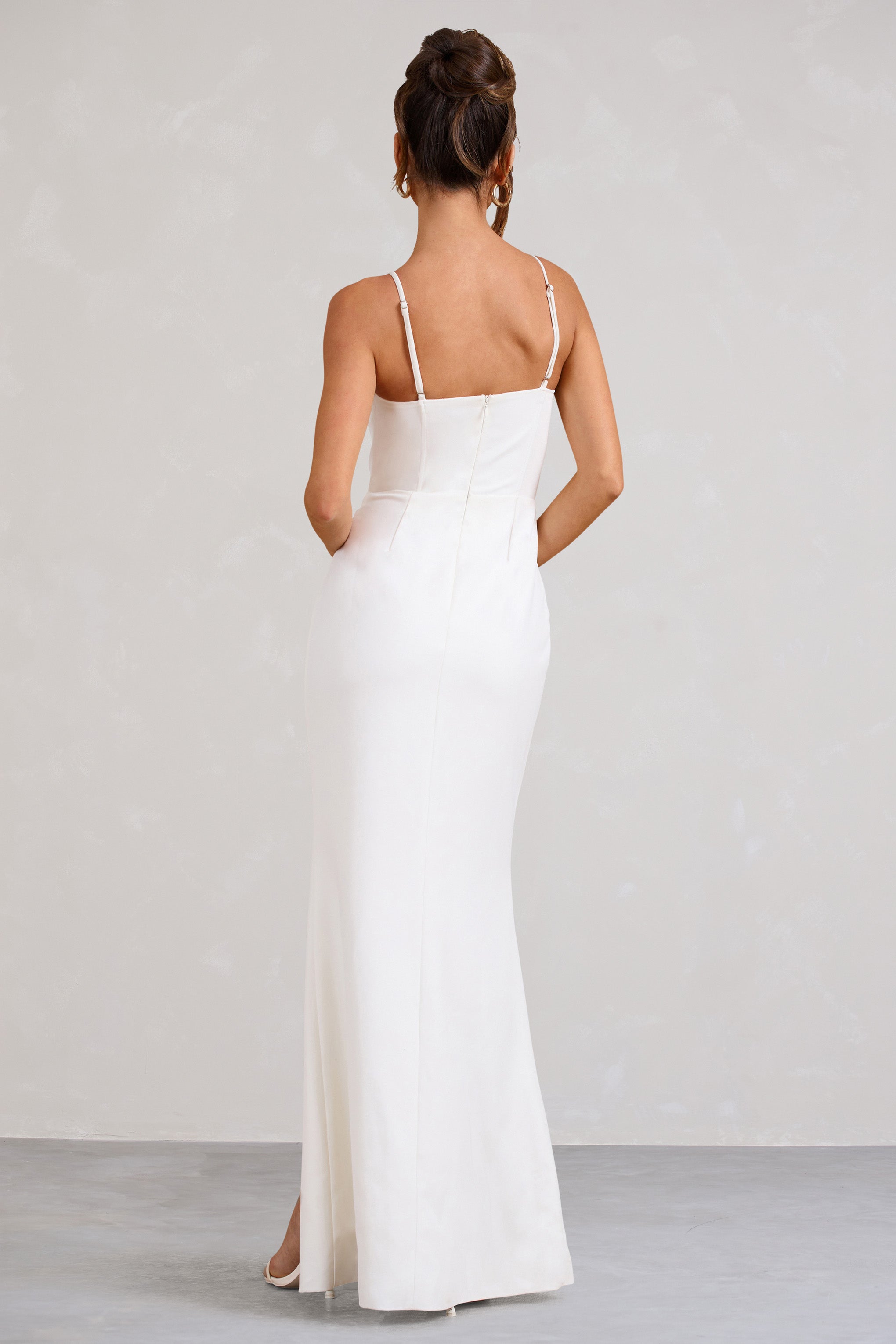 Buttercup White Strappy Floral Split Maxi Dress-Fashionmomo.All Rights Reserved