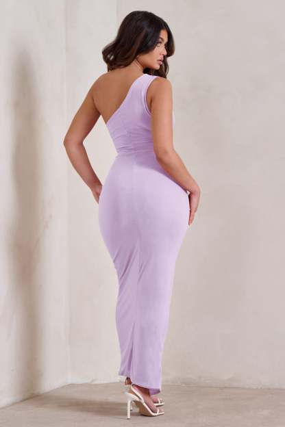 Athena Lilac One Shoulder Maxi Dress-Fashionmomo.All Rights Reserved