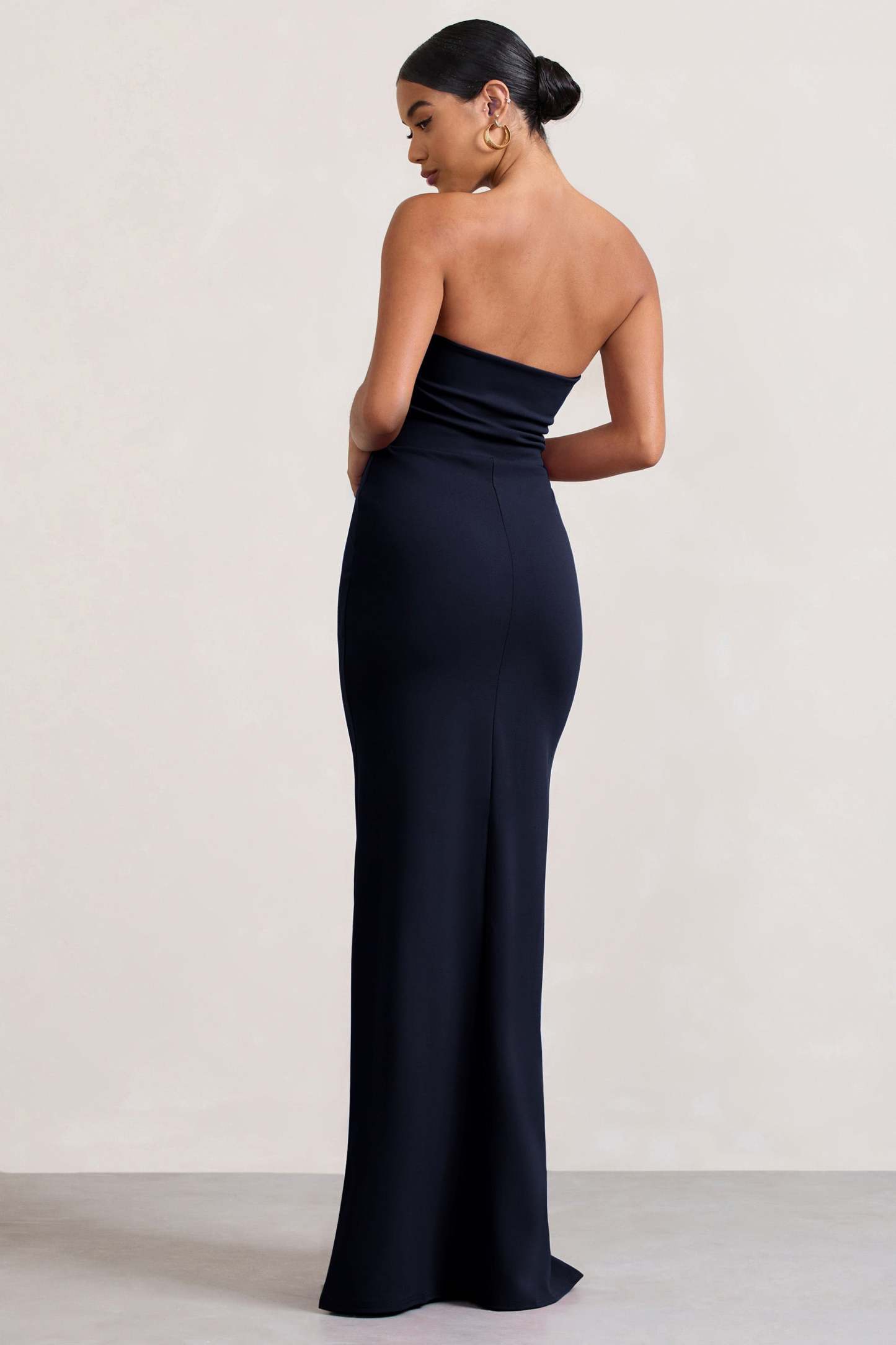 Belle of The Ball Navy Bandeau Maxi Dress With Split Hem-Fashionmomo.All Rights Reserved