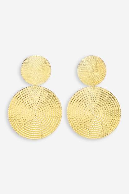 Erica Gold Disc Drop Earrings-Fashionmomo.All Rights Reserved
