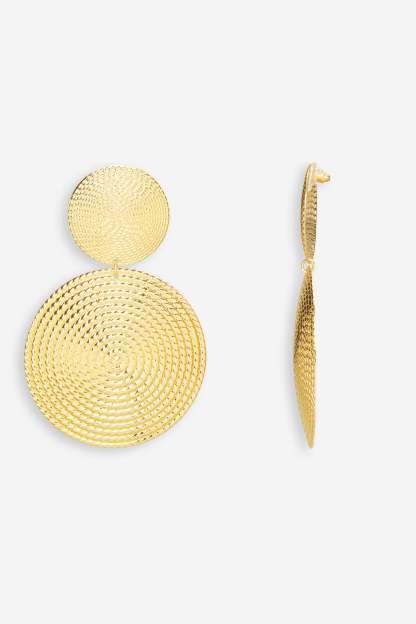 Erica Gold Disc Drop Earrings-Fashionmomo.All Rights Reserved