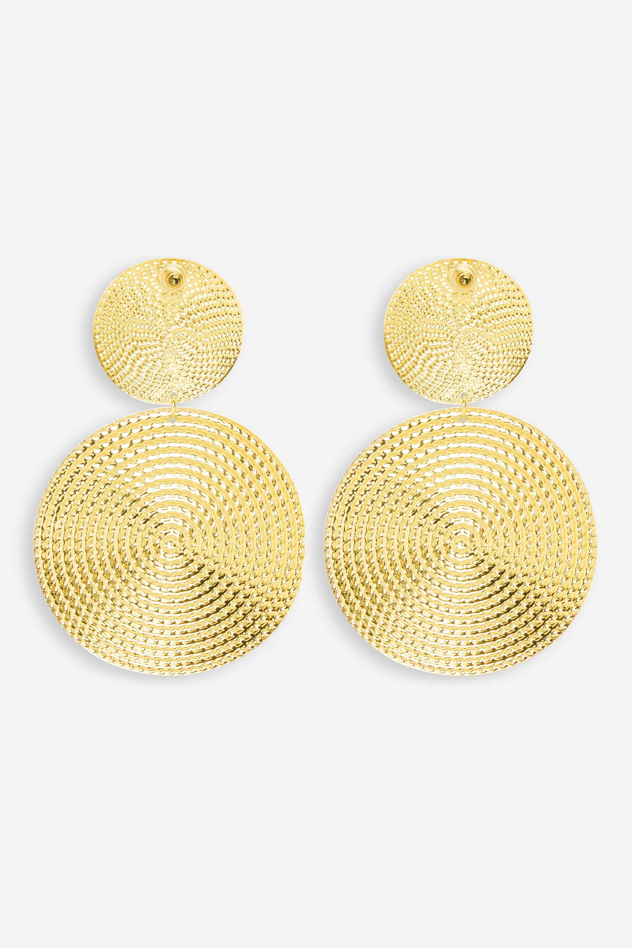 Erica Gold Disc Drop Earrings-Fashionmomo.All Rights Reserved