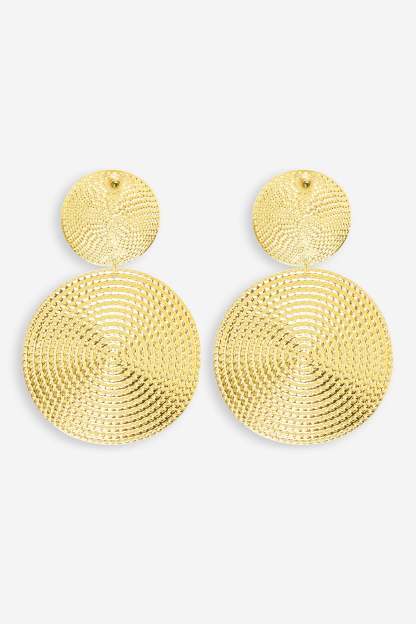 Erica Gold Disc Drop Earrings-Fashionmomo.All Rights Reserved