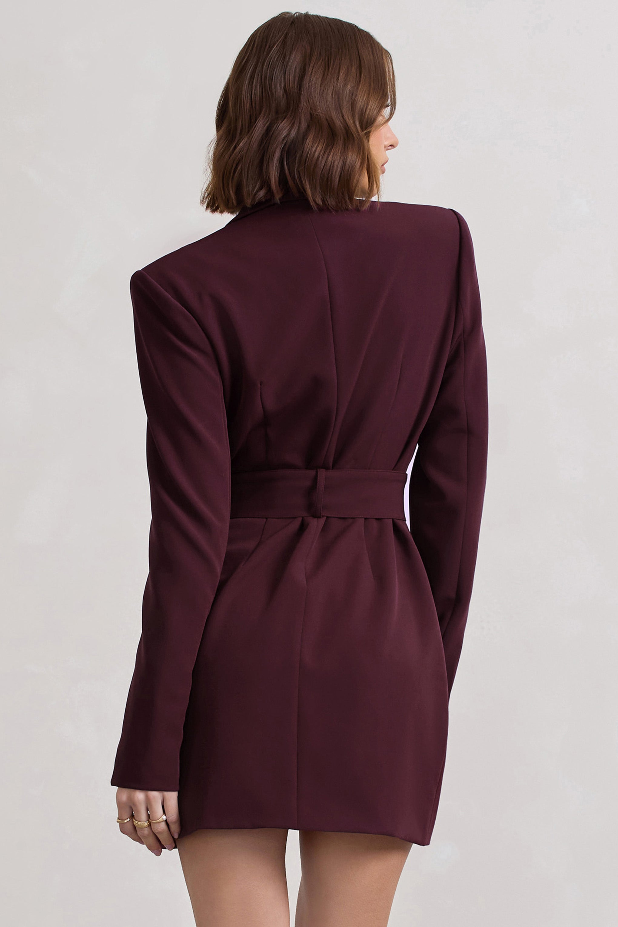 Genesis Plum Belted Utility Blazer Dress-Fashionmomo.All Rights Reserved
