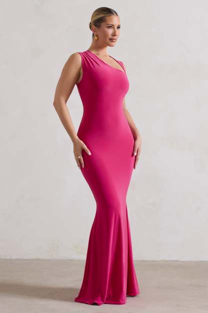 Behind The Scenes Dark Pink Sleeveless Cut-Out Maxi Dress-Fashionmomo.All Rights Reserved