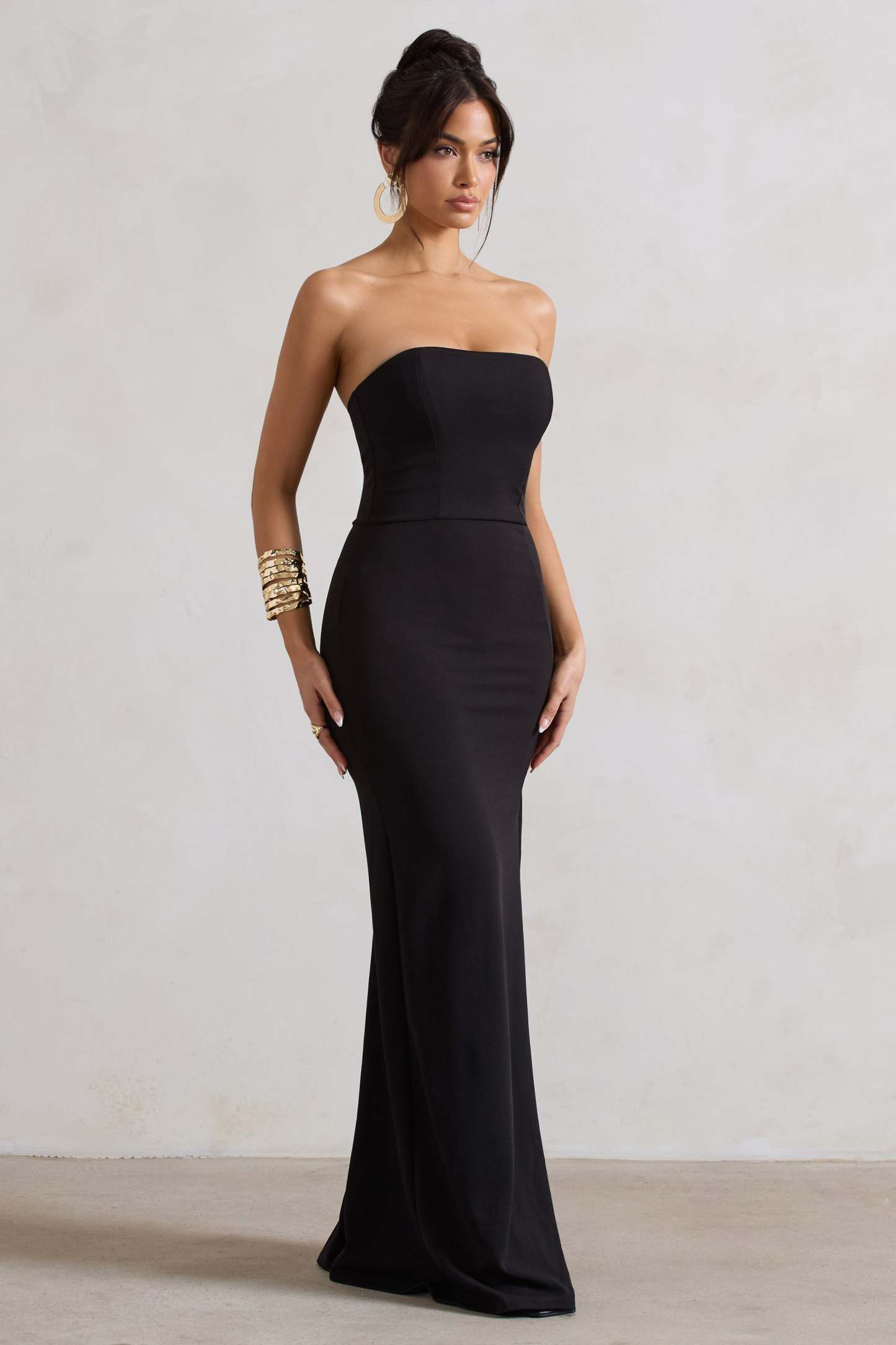 Belle of The Ball Black Bandeau Maxi Dress With Split Hem-Fashionmomo.All Rights Reserved