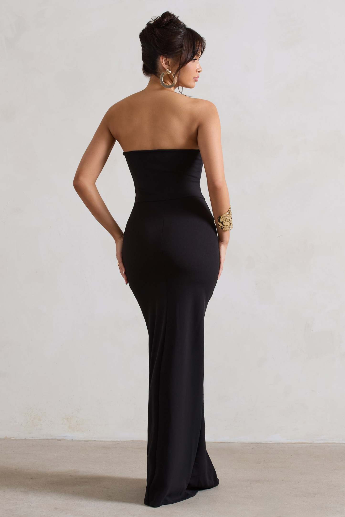 Belle of The Ball Black Bandeau Maxi Dress With Split Hem-Fashionmomo.All Rights Reserved