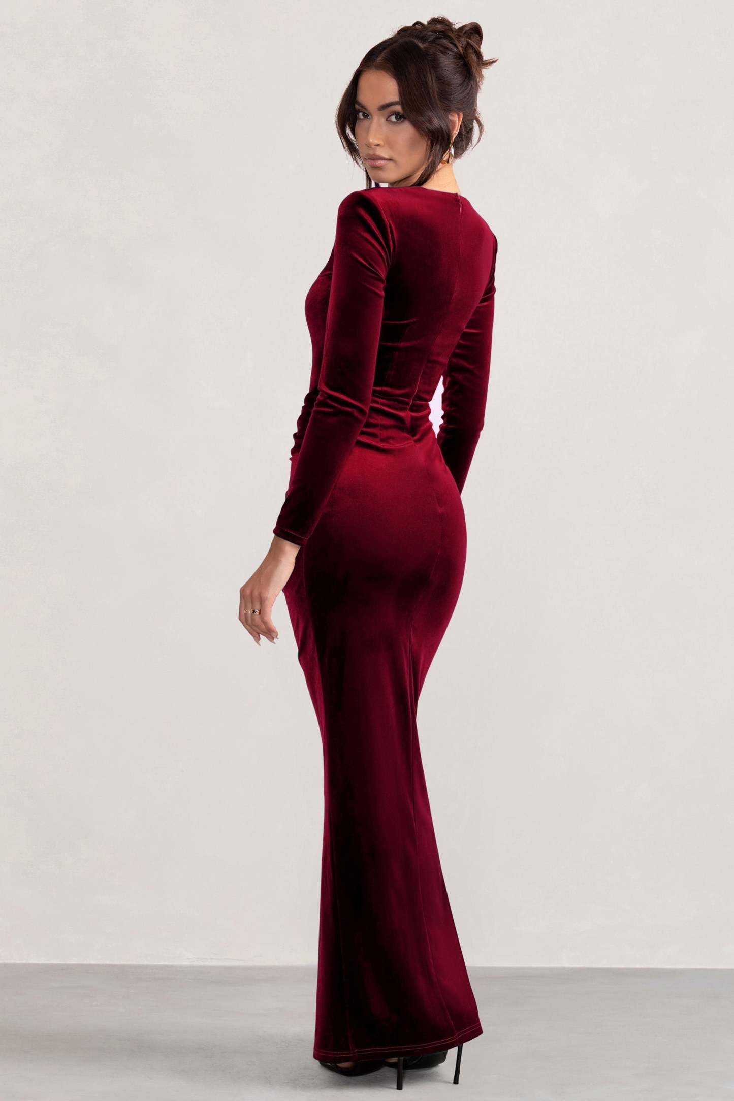 Fay Berry Velvet Corset Style Knot Maxi Dress-Fashionmomo.All Rights Reserved