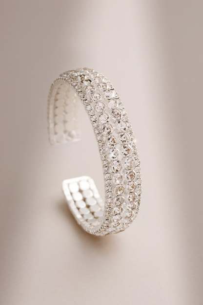 Hannah Silver Diamante Chunky Bracelet-Fashionmomo.All Rights Reserved