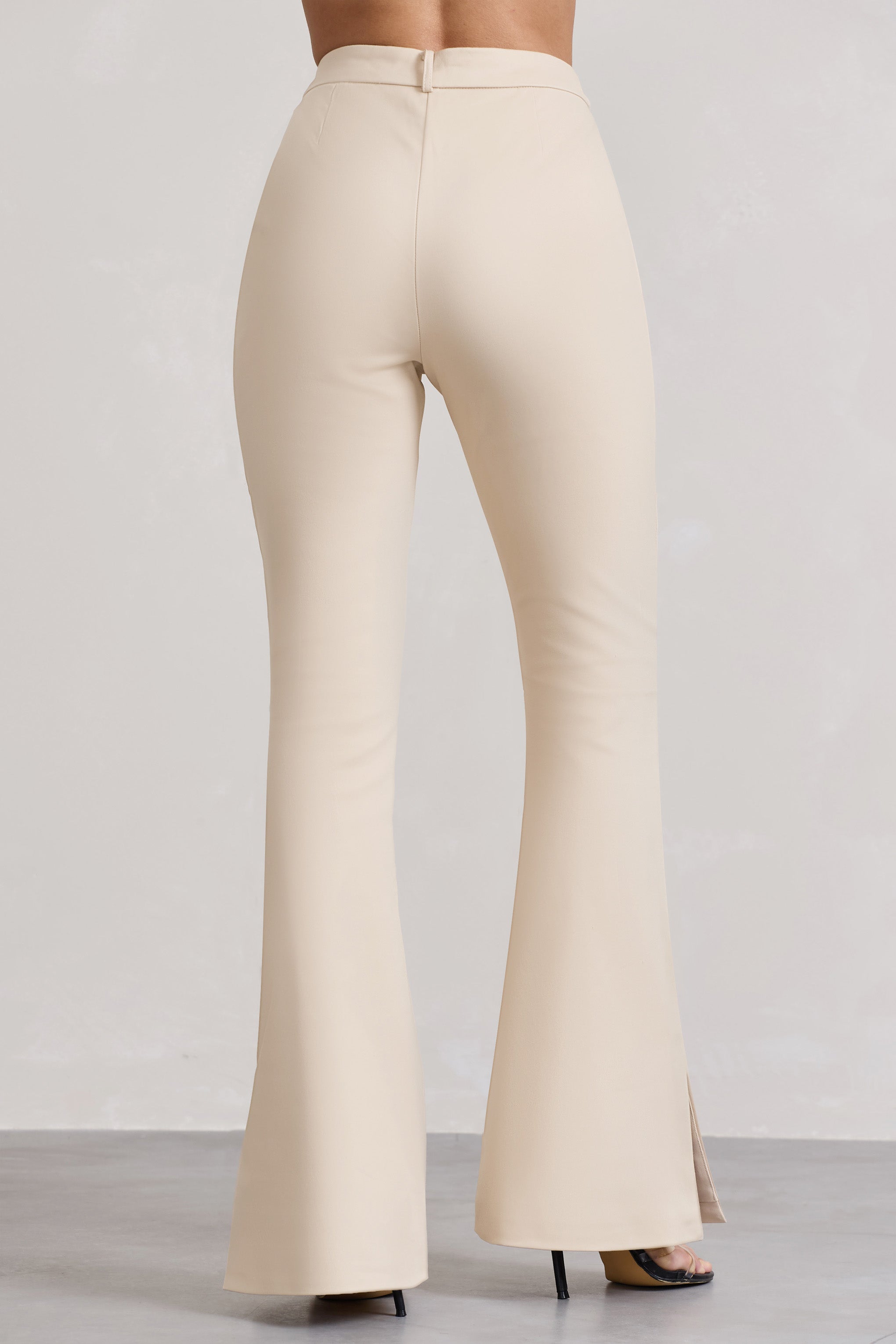Brianca Stone High-Waisted Split Wide-Leg Trousers-Fashionmomo.All Rights Reserved
