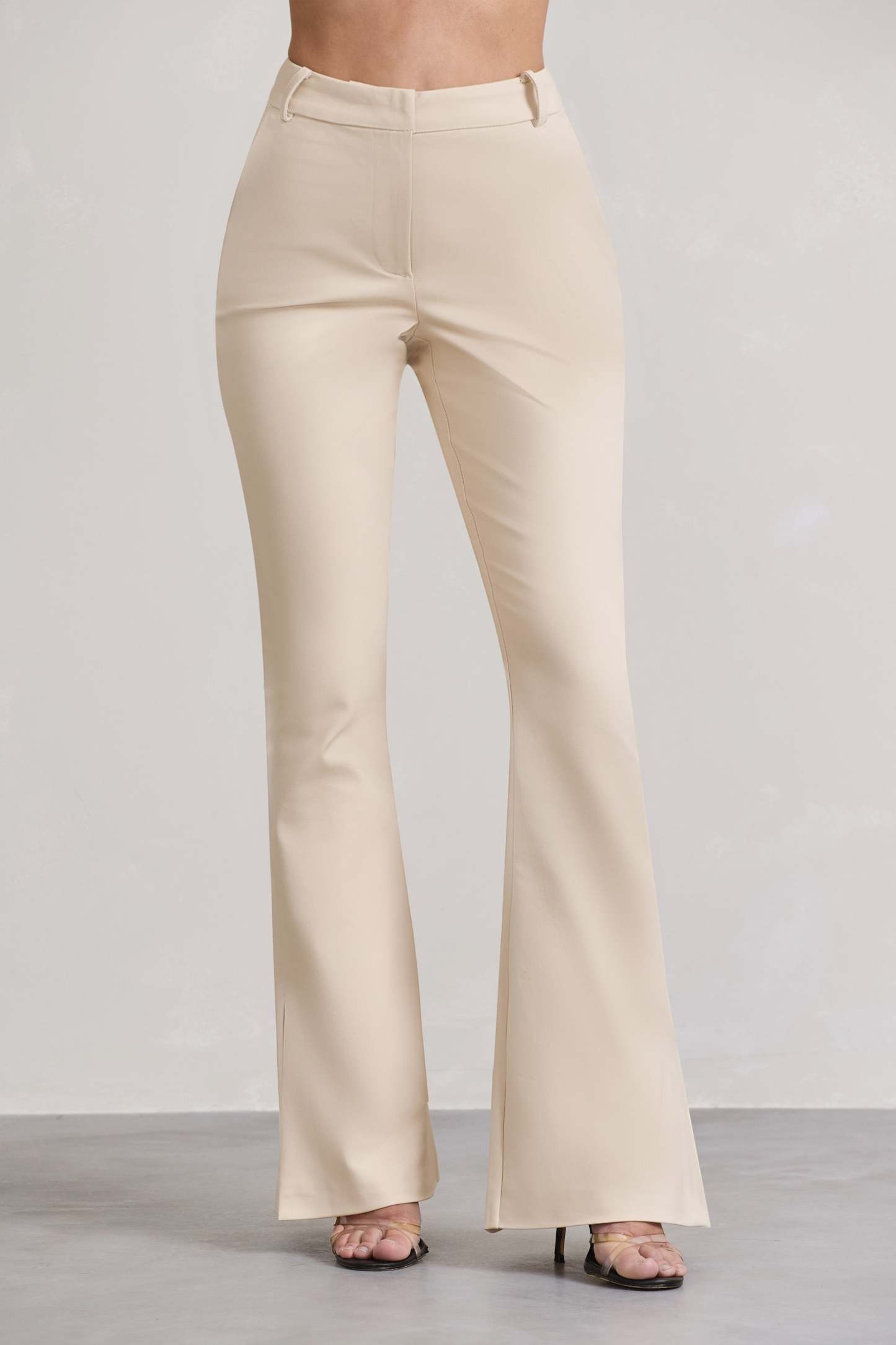 Brianca Stone High-Waisted Split Wide-Leg Trousers-Fashionmomo.All Rights Reserved