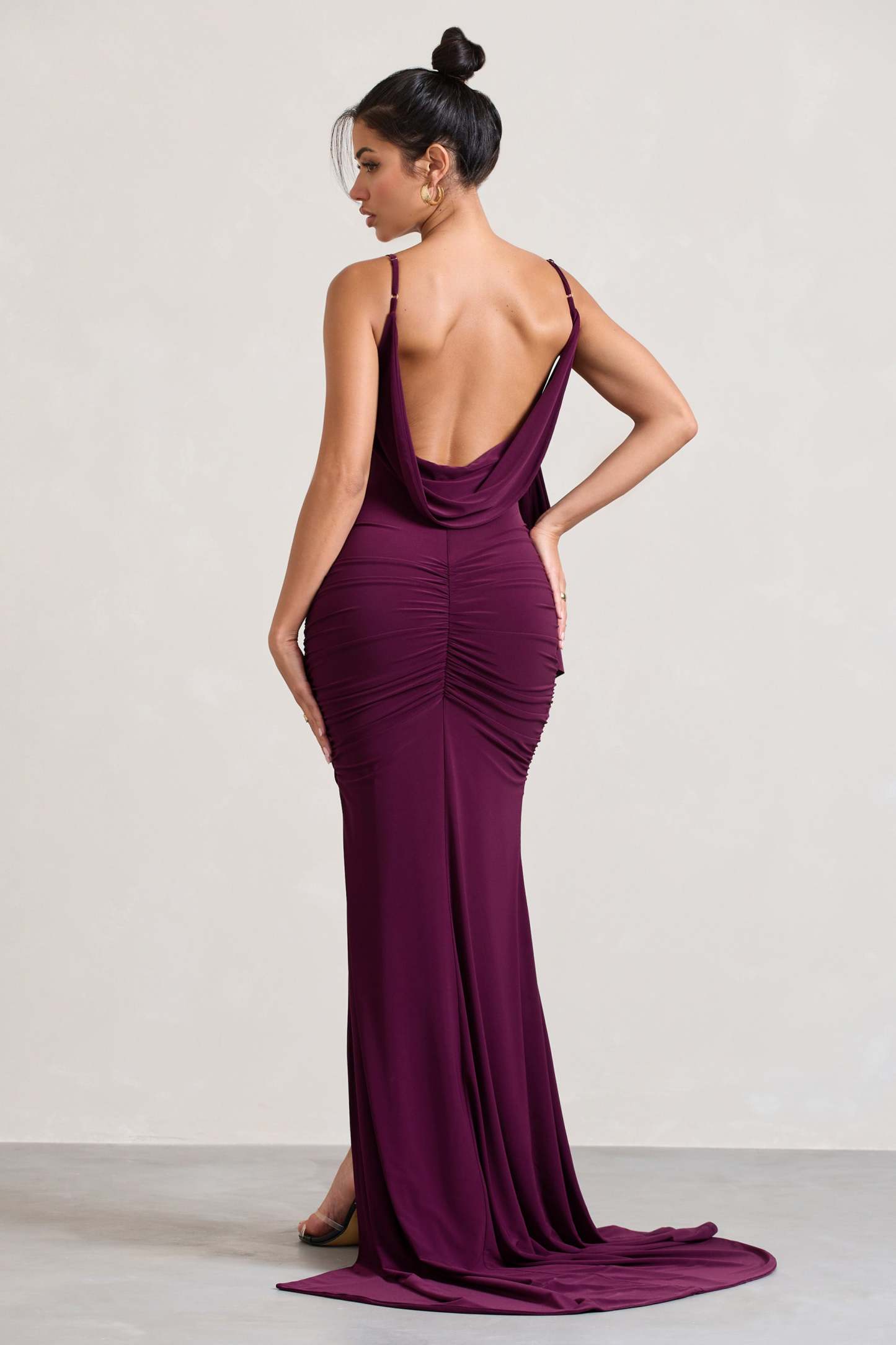 In Whispers Burgundy Split Maxi Dress-Fashionmomo.All Rights Reserved