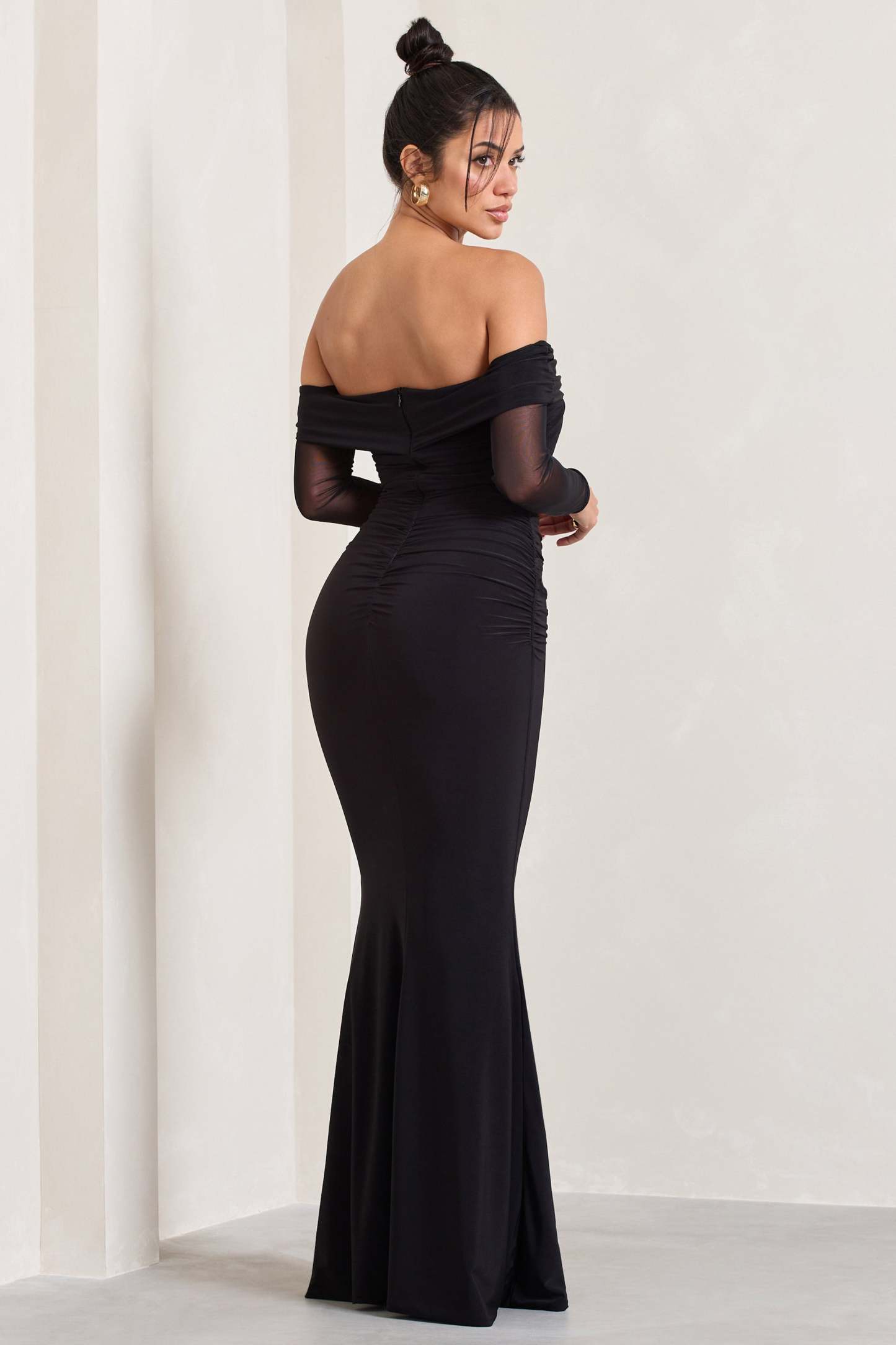 Alex Black Bardot Twist Maxi Dress-Fashionmomo.All Rights Reserved
