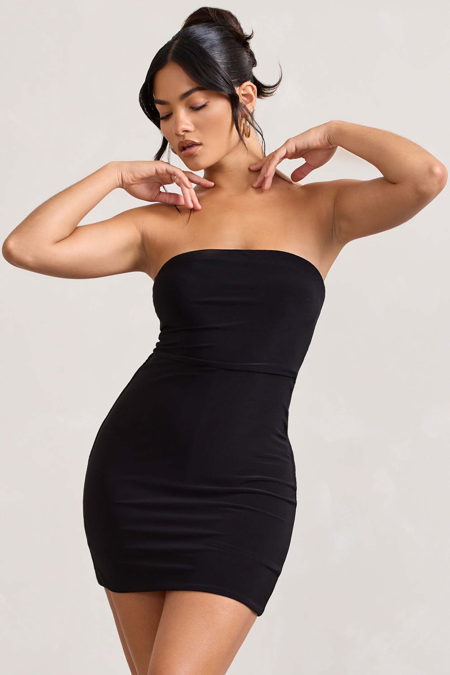 In The Press Black Bandeau Bodycon Mini Dress-Fashionmomo.All Rights Reserved