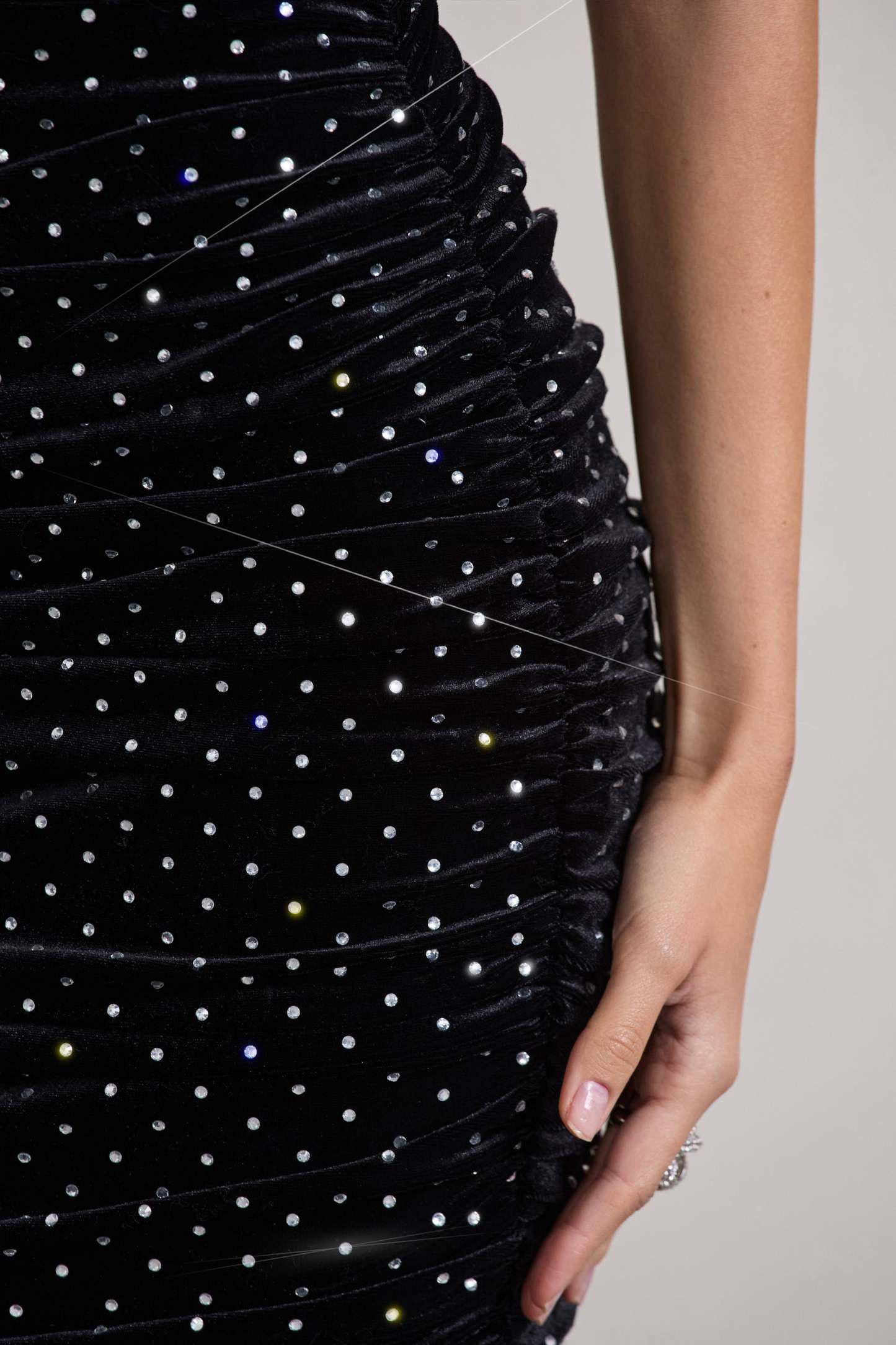 In A Daze Black Bodycon Embellished Strapless Midi Dress-Fashionmomo.All Rights Reserved