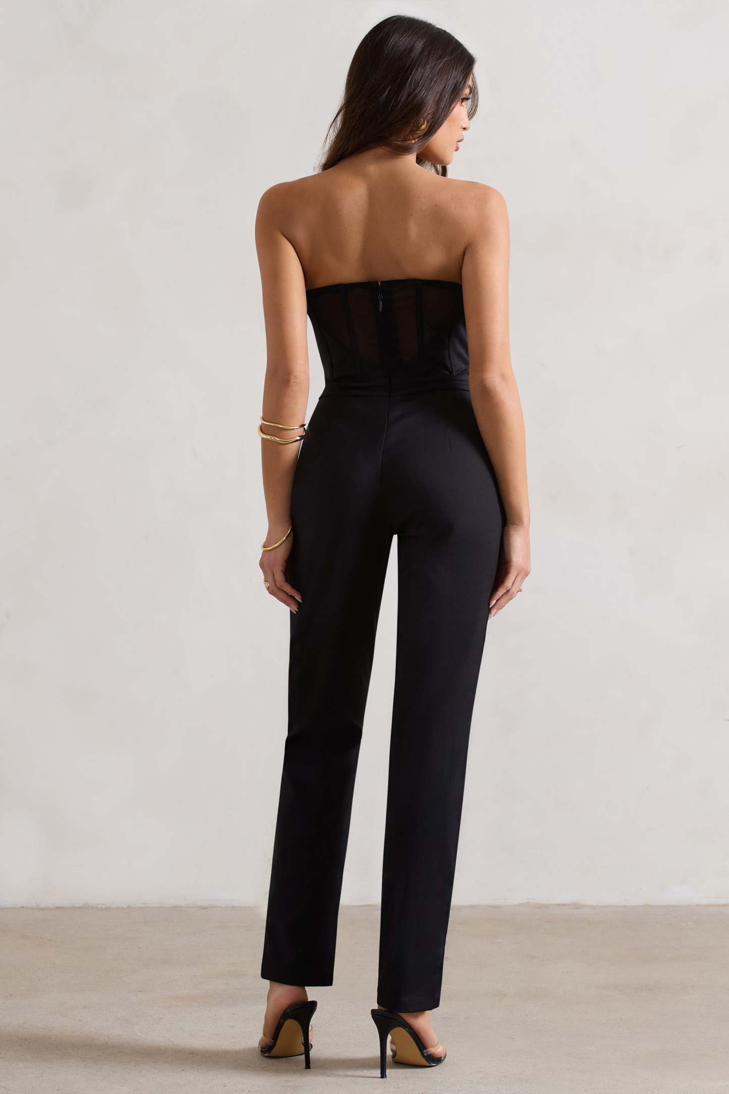 Camden Black Corset Style Tailored Straight-Leg Jumpsuit-Fashionmomo.All Rights Reserved