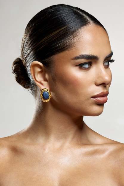 Essie Black Pendant Gold Earrings-Fashionmomo.All Rights Reserved