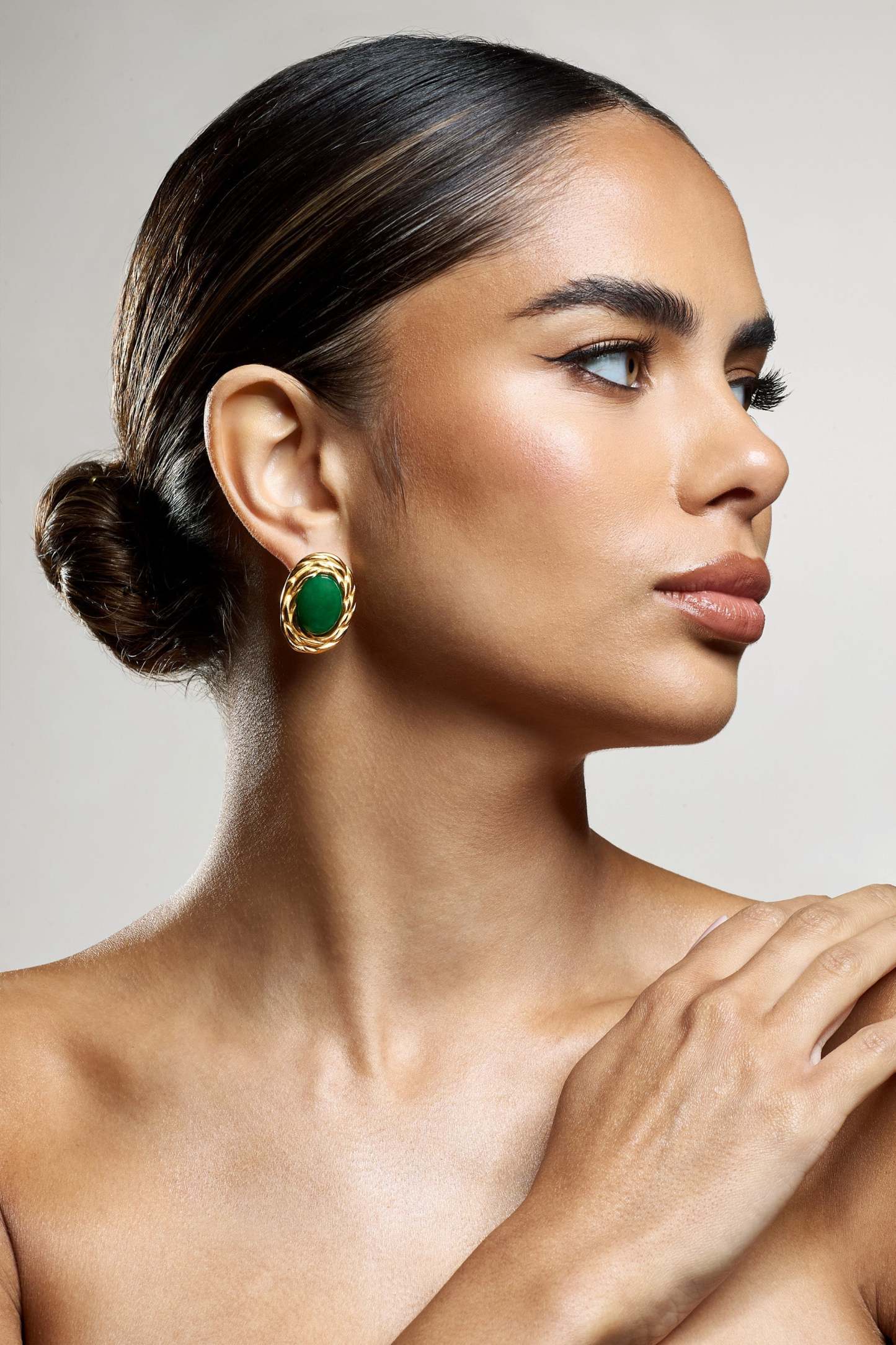 Essie Green Pendant Gold Earrings-Fashionmomo.All Rights Reserved
