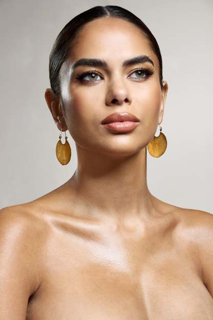 Calista Gold Textured Disc Earrings-Fashionmomo.All Rights Reserved