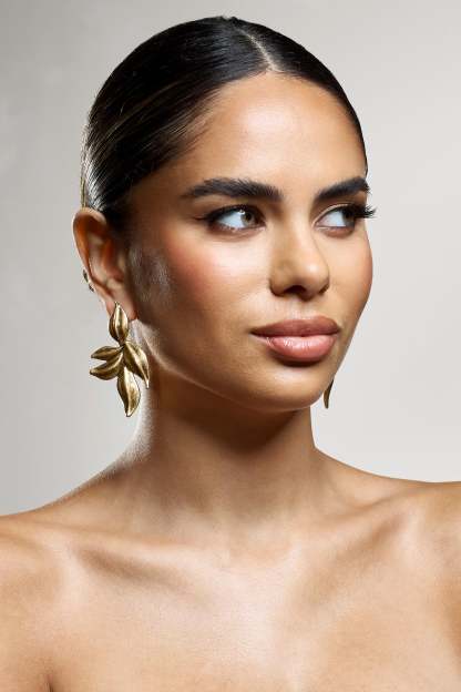 Phillipa Gold Leaf Statement Earrings-Fashionmomo.All Rights Reserved