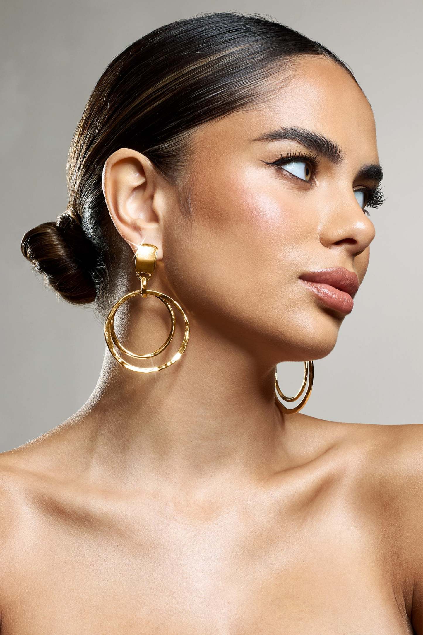 Hana Gold Layered Circular Drop Earrings-Fashionmomo.All Rights Reserved