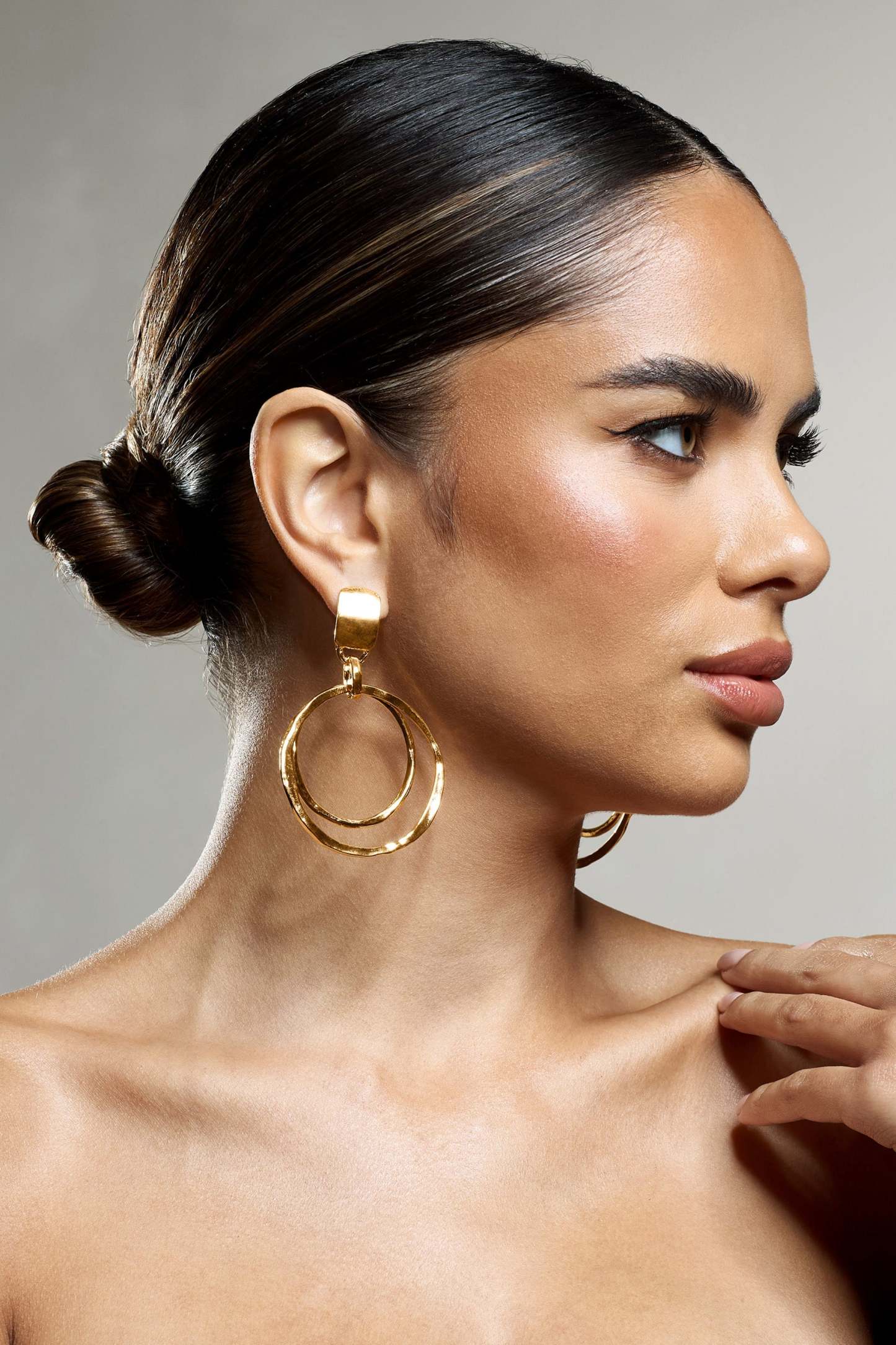 Hana Gold Layered Circular Drop Earrings-Fashionmomo.All Rights Reserved