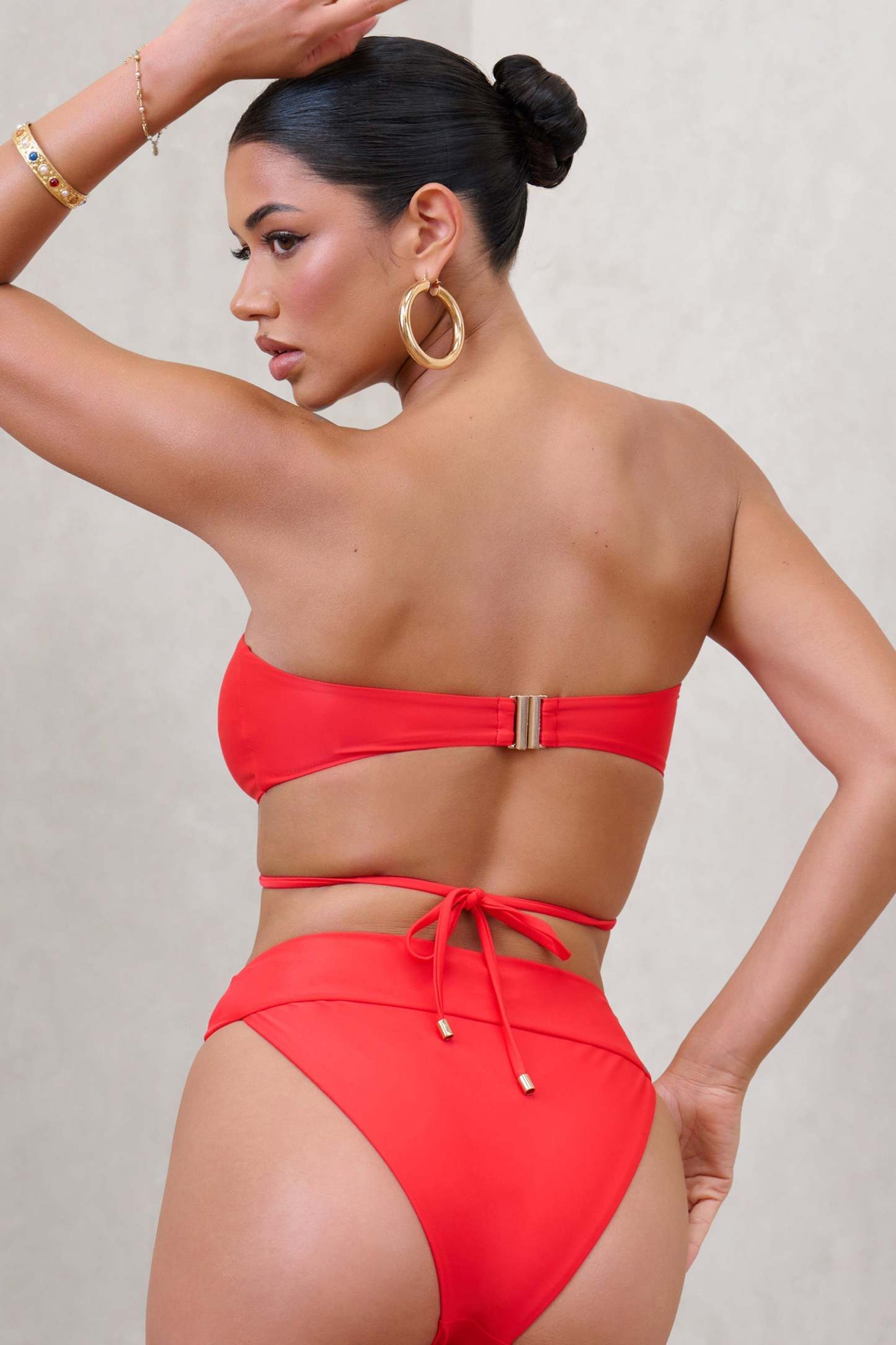 Freyr Red Bandeau Bikini Top-Fashionmomo.All Rights Reserved