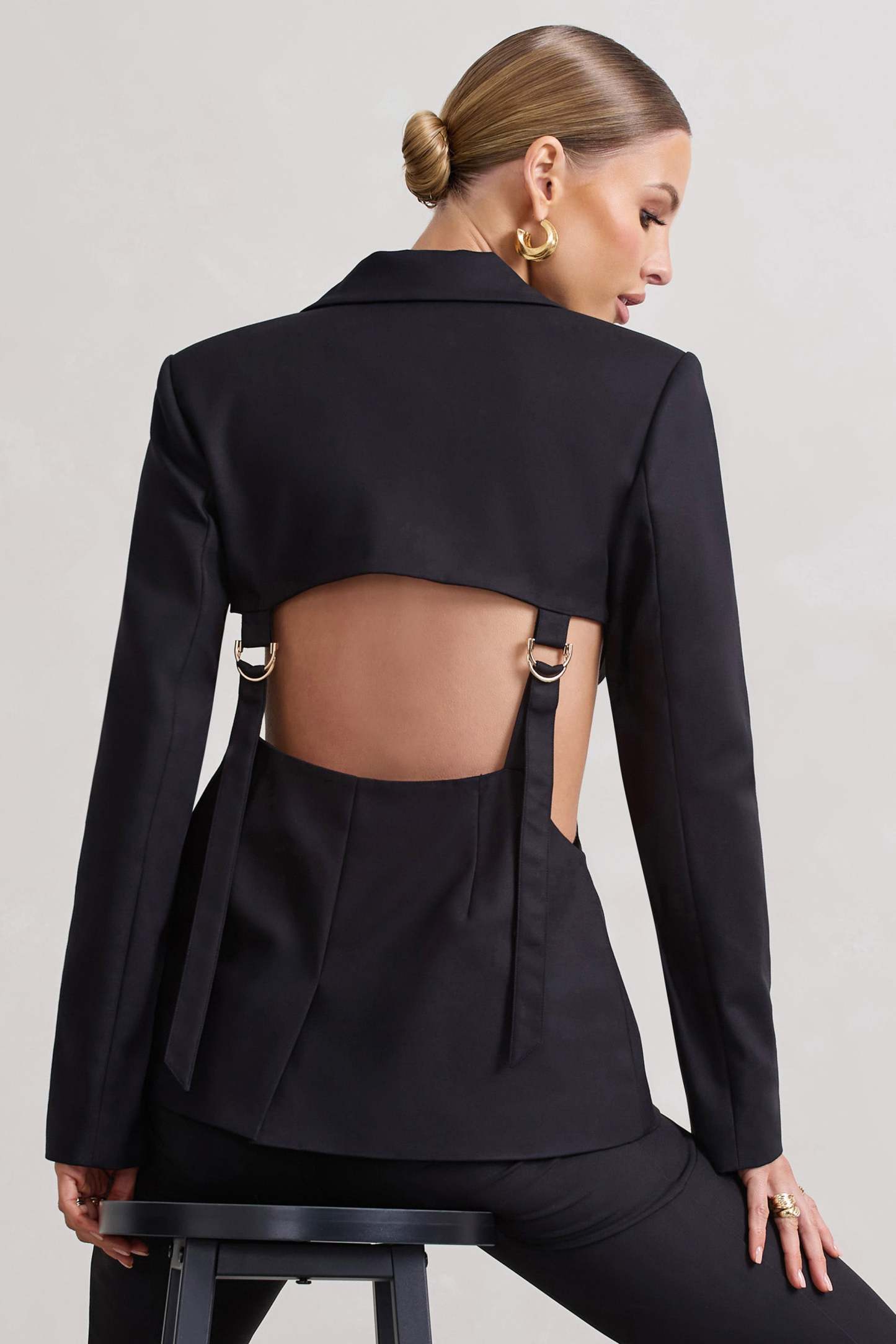 Fixation Black Tailored Cut Out Blazer-Fashionmomo.All Rights Reserved