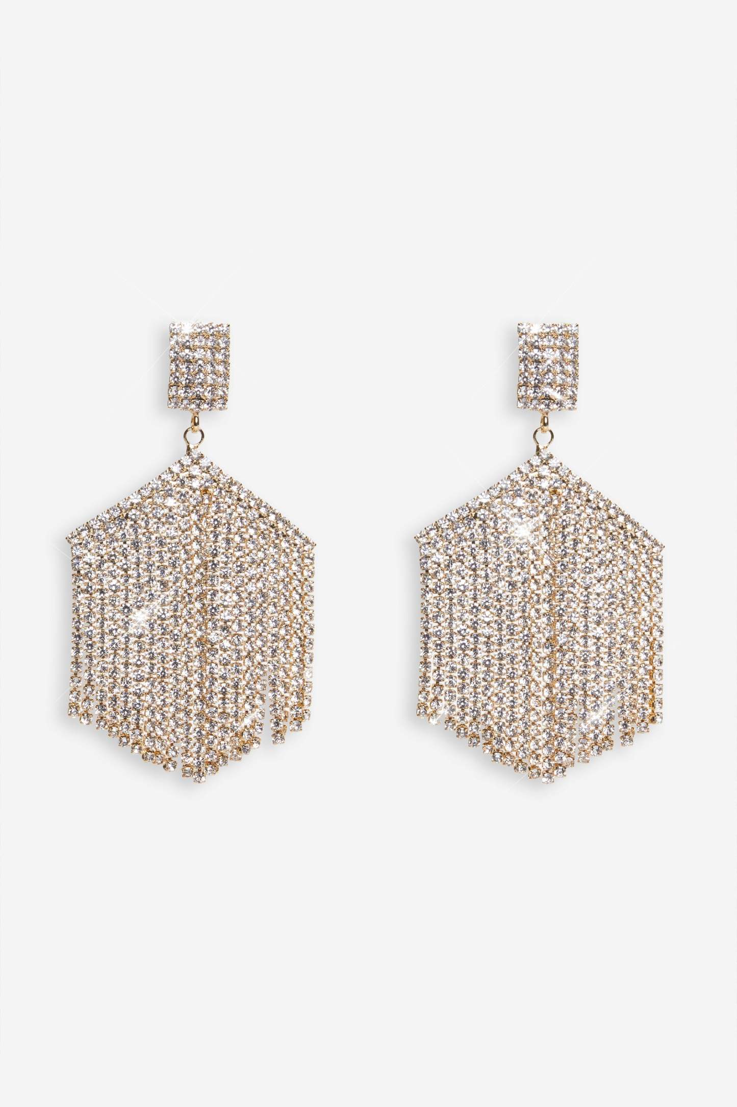 Alaina Gold Diamante Tassel Drop Earrings-Fashionmomo.All Rights Reserved