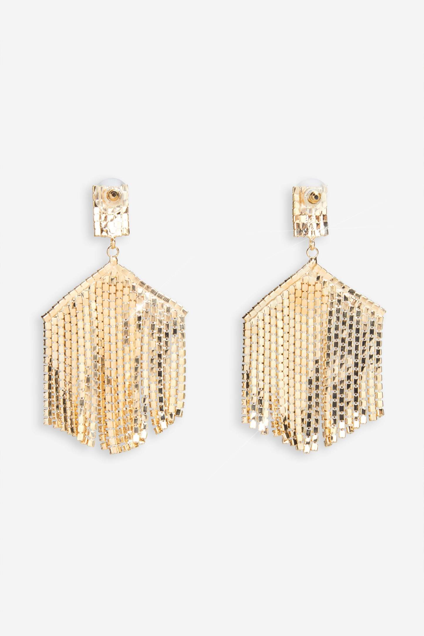 Alaina Gold Diamante Tassel Drop Earrings-Fashionmomo.All Rights Reserved