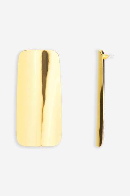 Fiona Gold Rectangle Statement Earrings-Fashionmomo.All Rights Reserved