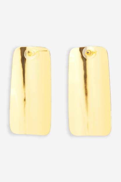 Fiona Gold Rectangle Statement Earrings-Fashionmomo.All Rights Reserved