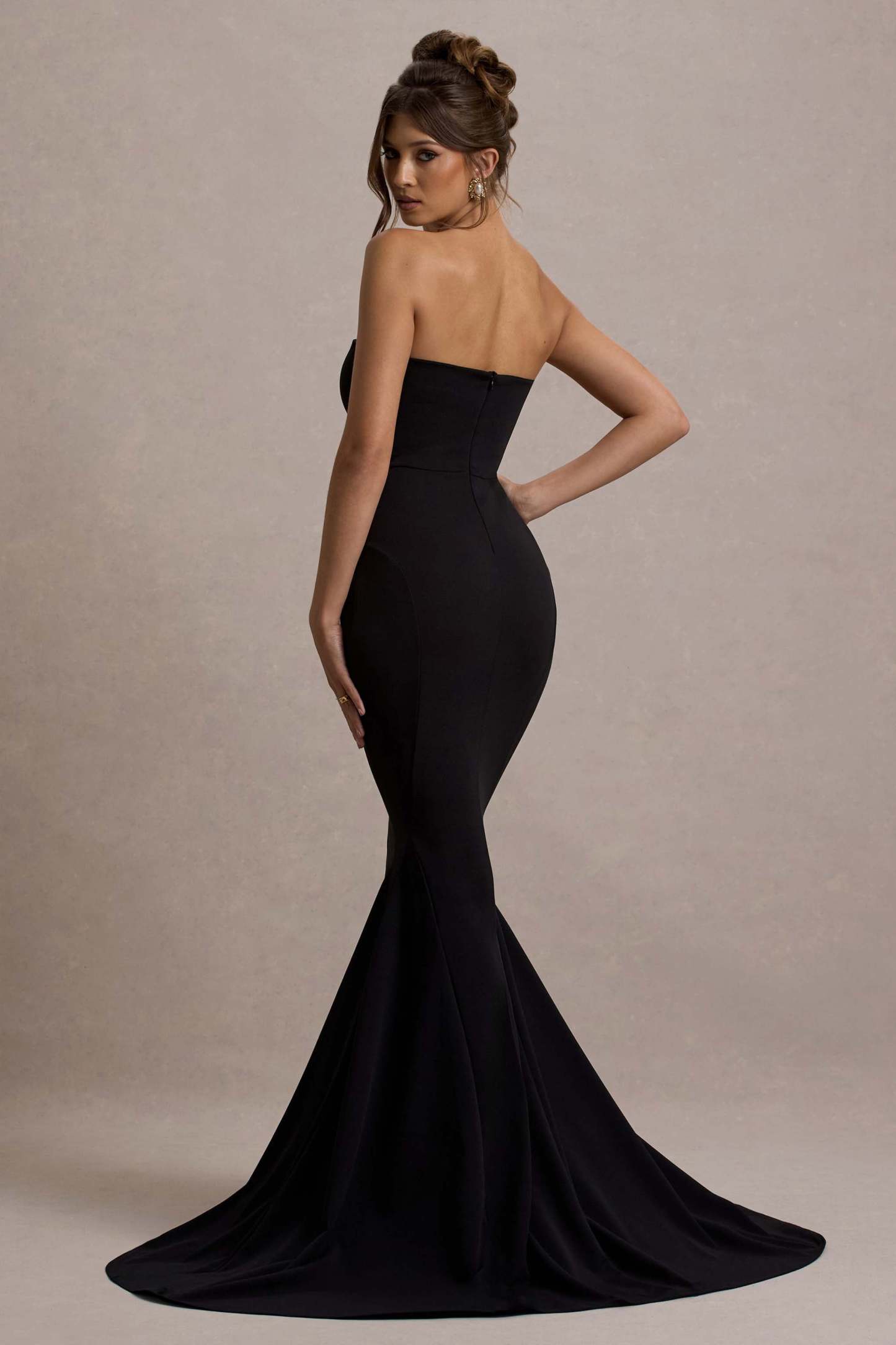 Impress Me Black Strapless Bandeau Fishtail Maxi Dress-Fashionmomo.All Rights Reserved