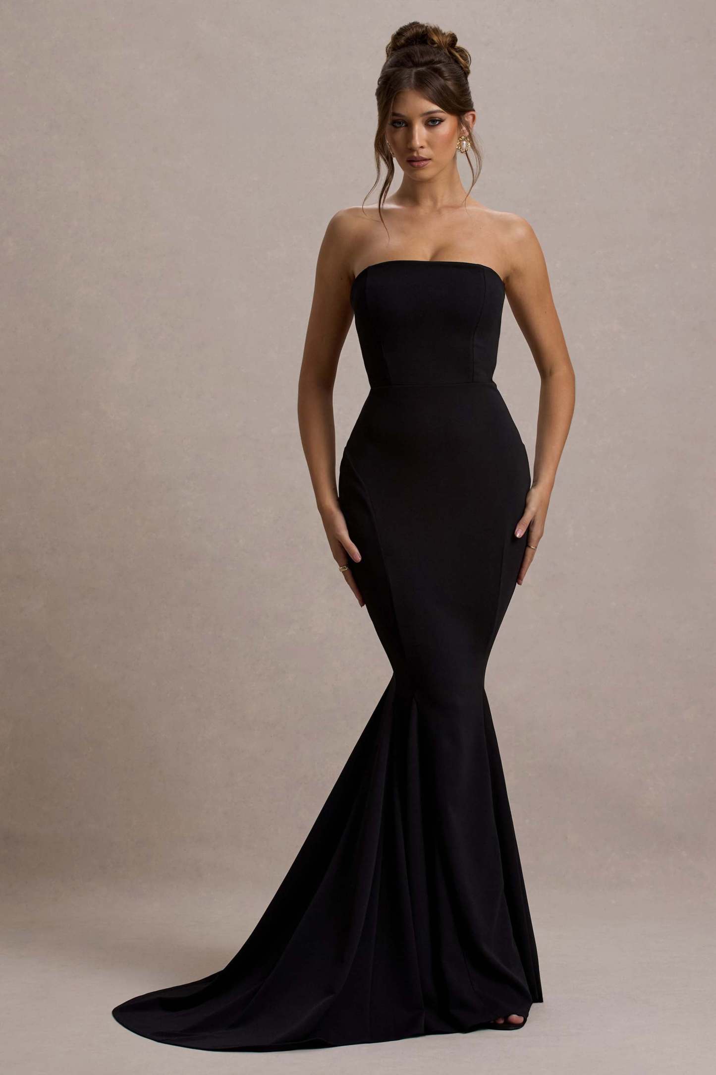 Impress Me Black Strapless Bandeau Fishtail Maxi Dress-Fashionmomo.All Rights Reserved