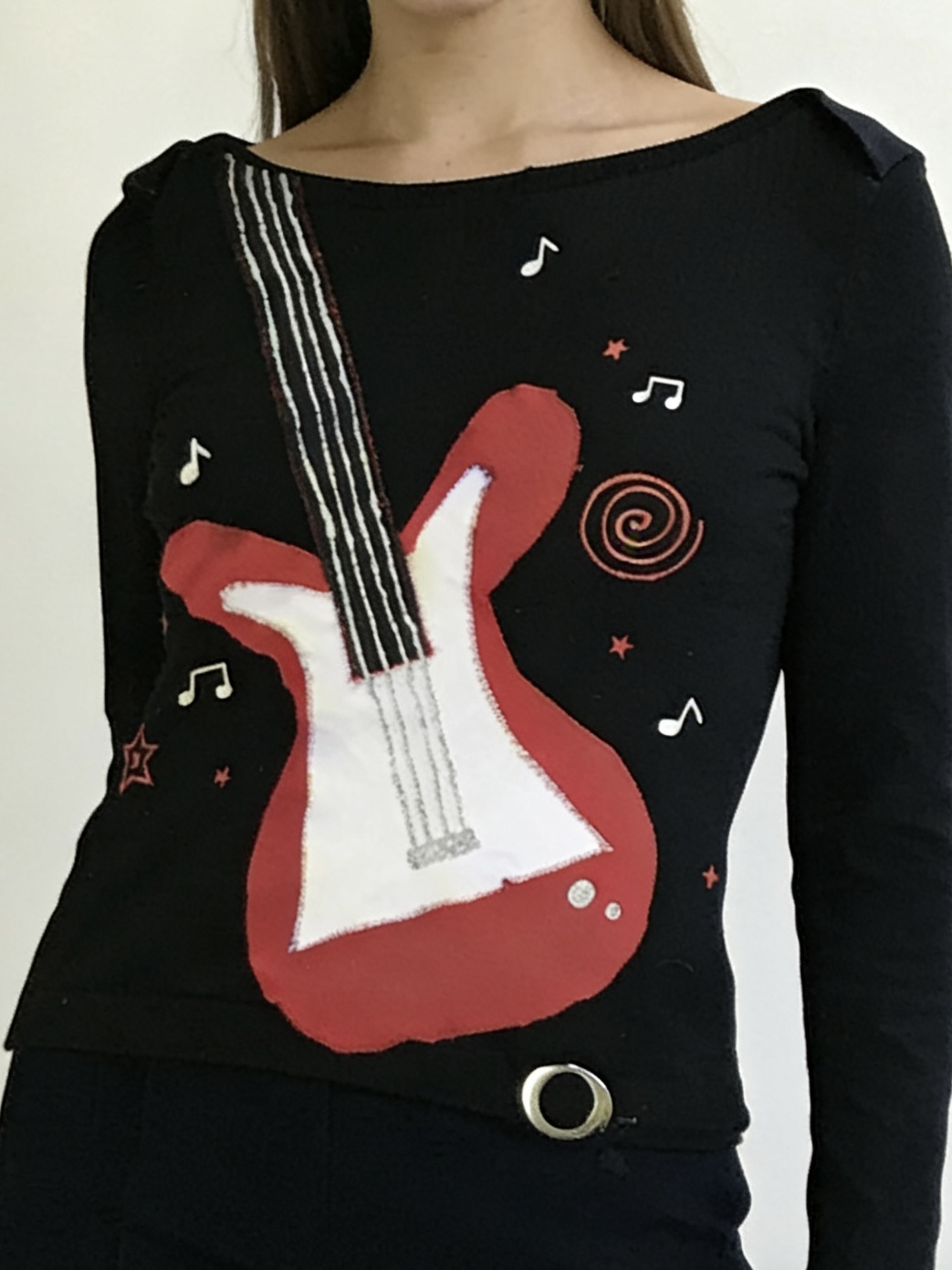 Printed long-sleeved top