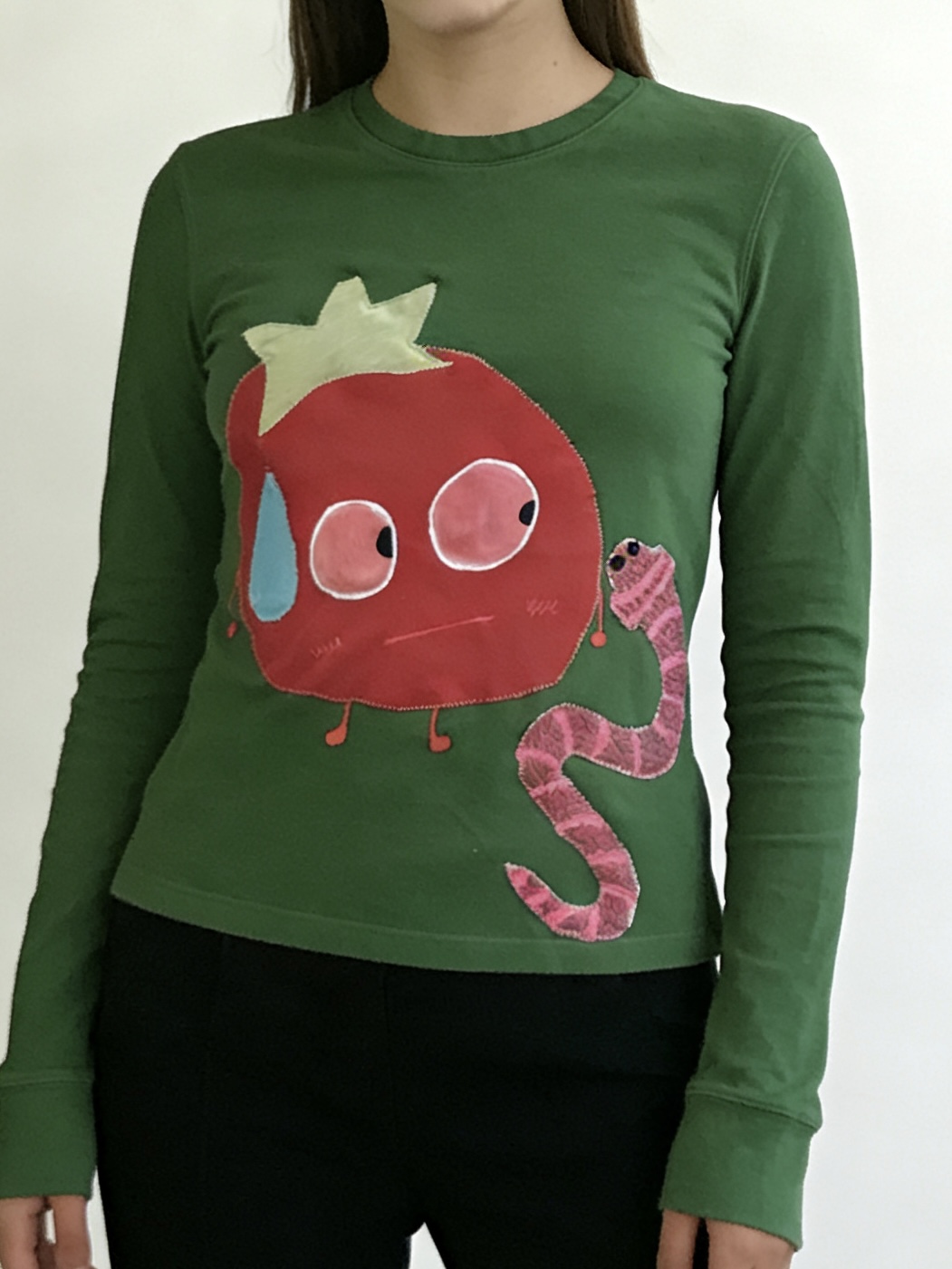 Printed long-sleeved top