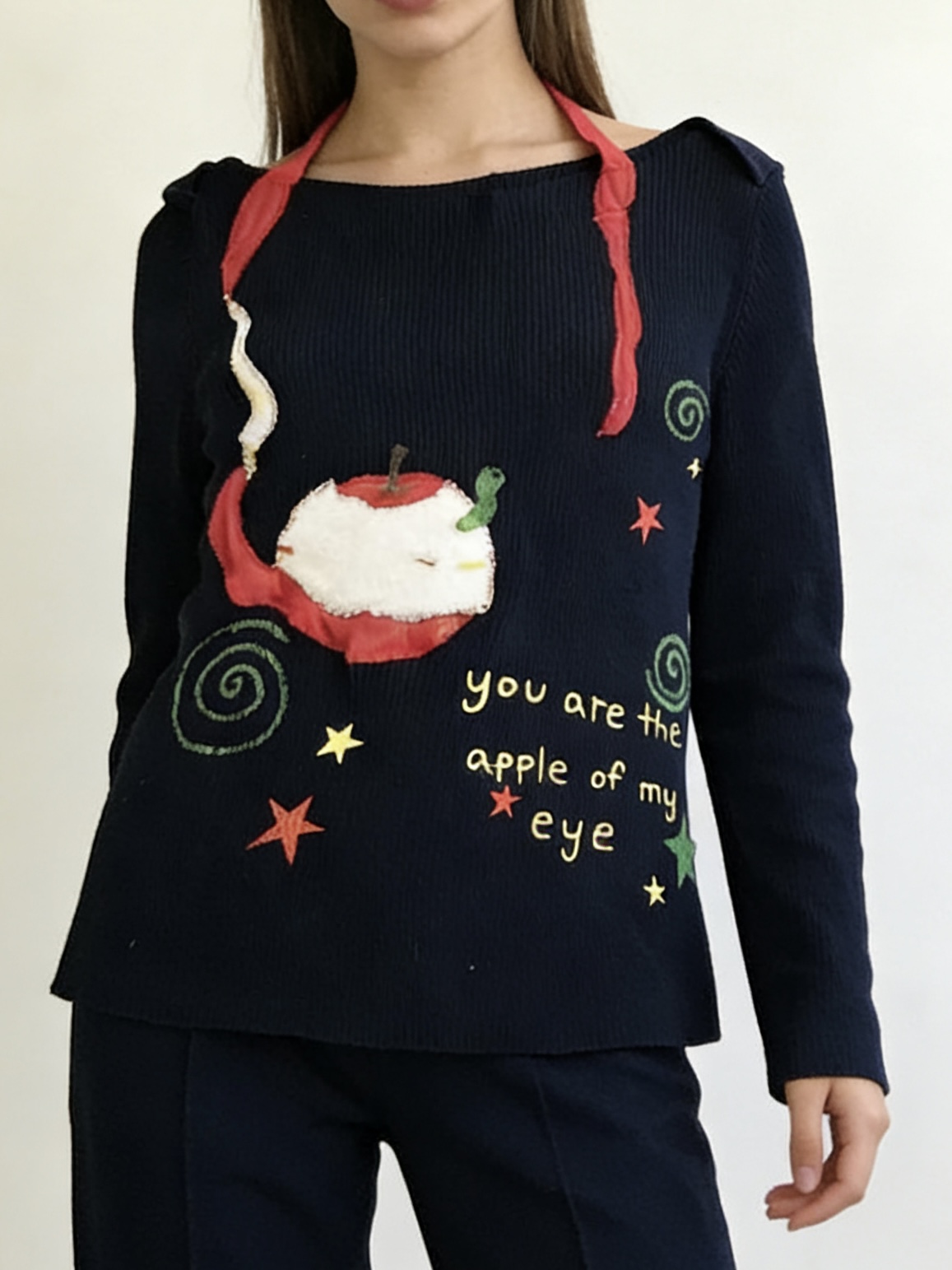 Printed long-sleeved top