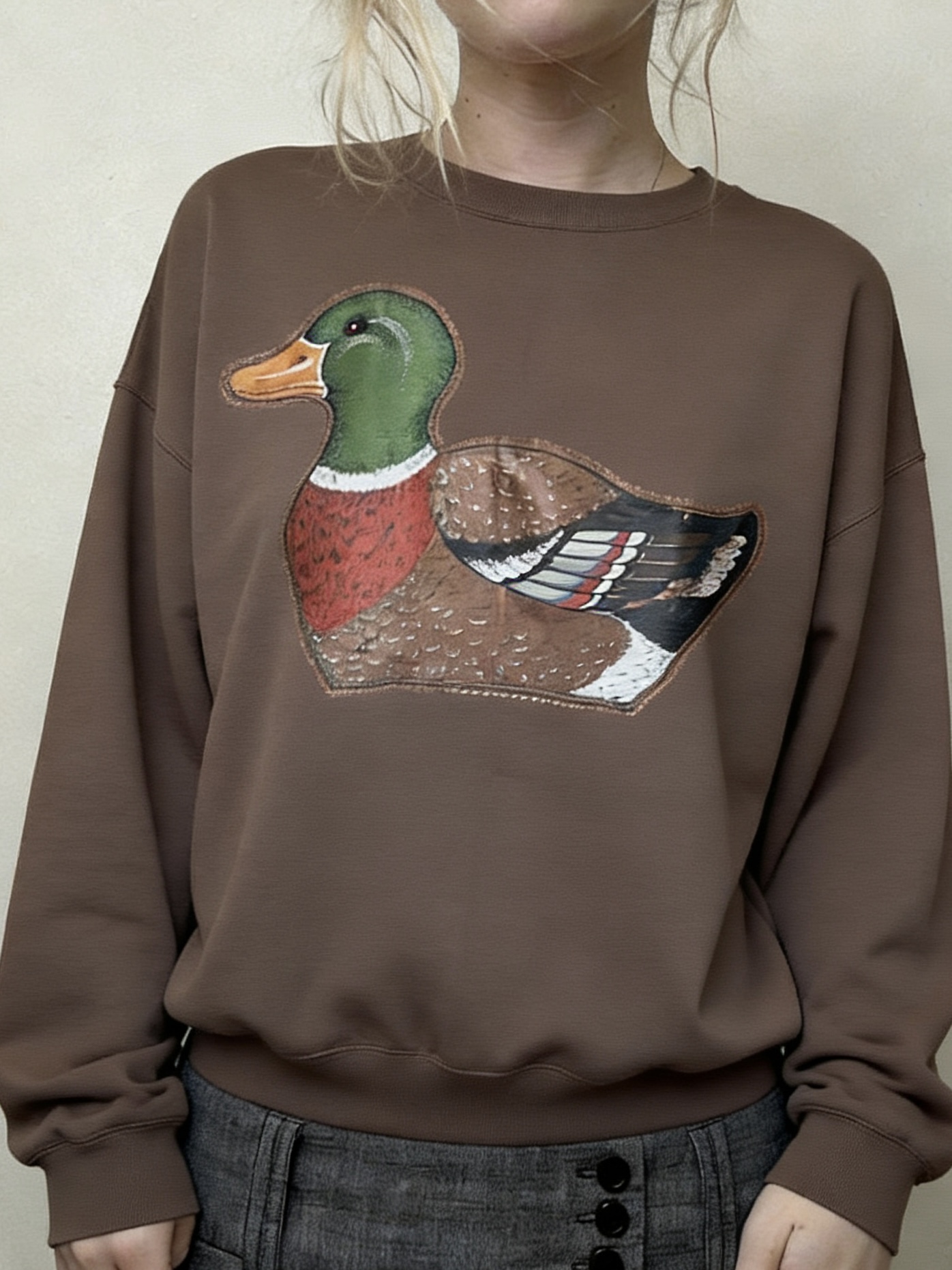 Comfortable Green Duck Crew Neck Shirt