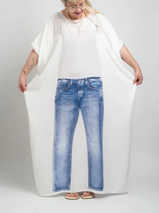 Jeans + Tee Caftan (White)